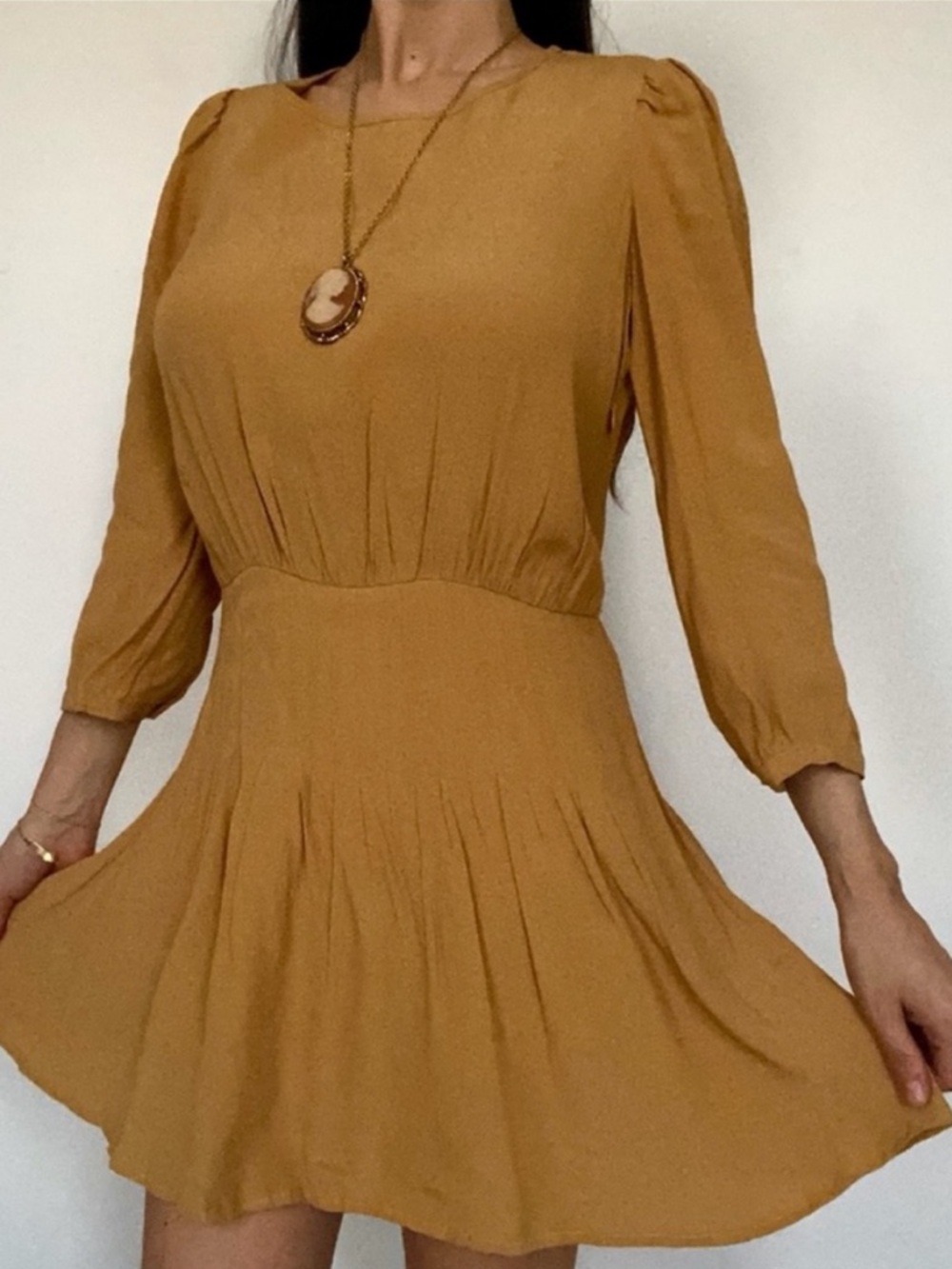 Urban Outfitters Mustard Yellow Tie-Back Mini Dress